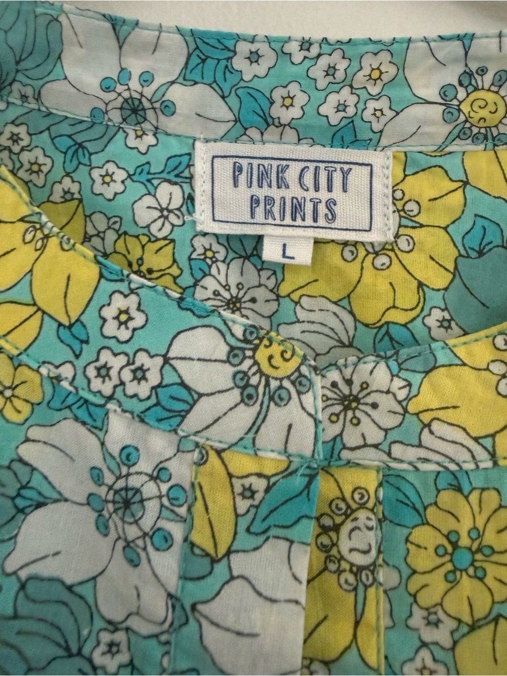 Pink City Prints Dress Georgie Maxi Belted in Blue Yellow Floral - Picture 3 of 4